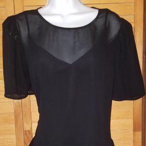 Express sheer, short sleeve blouse, black, size large